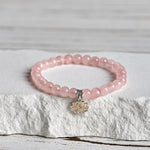 Buddha Stones 925 Sterling Silver Lotus Design Natural Pink Crystal Soothing Bracelet