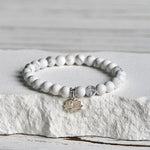 Buddha Stones 925 Sterling Silver Lotus Design Natural White Turquoise Wealth Bracelet