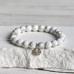 Buddha Stones 925 Sterling Silver Lotus Design Natural White Turquoise Wealth Bracelet