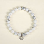 Buddha Stones 925 Sterling Silver Lotus Design Natural White Turquoise Wealth Bracelet