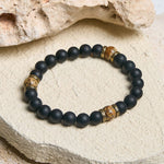 Buddha Stones Natural Frosted Black Onyx Picture Jasper Fortune Bracelet
