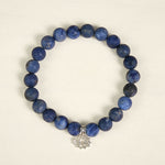 Buddha Stones 925 Sterling Silver Lotus Design Natural Sodalite Positive Beads Harmony Bracelet