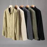 Buddha Stones Solid Color Long Sleeve Buttons Shirt Men Ramie Cotton Clothing With Pockets
