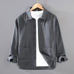 Buddha Stones Solid Color Long Sleeve Buttons Shirt Men Ramie Cotton Clothing With Pockets