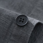 Buddha Stones Men's Fall Plain Ramie Cotton Long Sleeve Lapel Shirt With Pockets