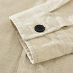 Buddha Stones Men's Fall Plain Ramie Cotton Long Sleeve Lapel Shirt With Pockets