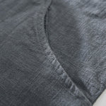 Buddha Stones Men's Fall Plain Ramie Cotton Long Sleeve Lapel Shirt With Pockets