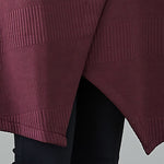 Buddha Stones Winter Irregular Hem Design Mock Neck Long Sleeve Midi Dress With Pockets