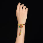 Buddha Stones Tibet Gold Swallowing Beast Family Luck Knot Braid Colorful String Bracelet