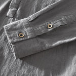 Buddha Stones Spring Fall Solid Long Sleeve Half Button Cotton Men's Shirts