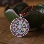 Buddha Stones Colorful Om Mani Padme Hum Titanium Steel Protection Rope Necklace Pendant
