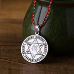 Buddha Stones Colorful Om Mani Padme Hum Titanium Steel Protection Rope Necklace Pendant