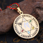 Buddha Stones Colorful Om Mani Padme Hum Titanium Steel Protection Rope Necklace Pendant