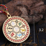 Buddha Stones Colorful Om Mani Padme Hum Titanium Steel Protection Rope Necklace Pendant