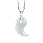 Buddha Stones Teardrop Design Jade Titanium Steel Chain Necklace Luck Pendant