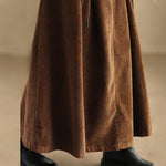 Buddha Stones Women's Plain Corduroy 7-8 Length Skirt With Pockets
