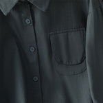 Buddha Stones Casual Women's Long Sleeve Stand Collar Cotton Shirt With Pockets