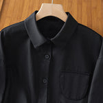 Buddha Stones Casual Women's Long Sleeve Stand Collar Cotton Shirt With Pockets