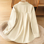Buddha Stones Casual Women's Long Sleeve Stand Collar Cotton Shirt With Pockets