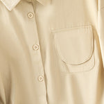 Buddha Stones Casual Women's Long Sleeve Stand Collar Cotton Shirt With Pockets