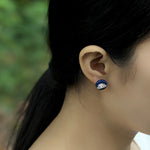 Buddha Stones Lazurite 925 Sterling Silver Lotus Pattern Enlightenment Earrings