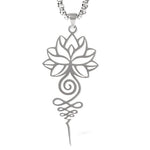 Buddha Stones Lotus Unalome Chakra Symbol Design Stainless Steel Enlightenment Necklace Pendant