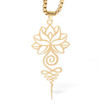 Buddha Stones Lotus Unalome Chakra Symbol Design Stainless Steel Enlightenment Necklace Pendant