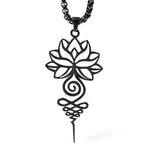 Buddha Stones Lotus Unalome Chakra Symbol Design Stainless Steel Enlightenment Necklace Pendant