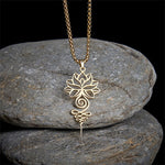 Buddha Stones Lotus Unalome Chakra Symbol Design Stainless Steel Enlightenment Necklace Pendant