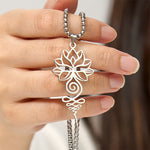 Buddha Stones Lotus Unalome Chakra Symbol Design Stainless Steel Enlightenment Necklace Pendant