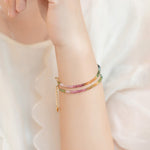 Buddha Stones 2.5mm Natural Tourmaline Ultra-thin Beads Positive Bracelet