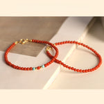 Buddha Stones 3mm Natural South Red Agate Ultra-thin Beads Positive Bracelet