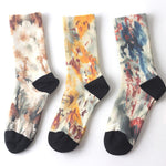 Buddha Stones Chinese Ink Painting Landscape Pattern Micro Crew Three Pairs Men Women Unisex Socks