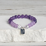 Buddha Stones Amethyst Rose Quartz Strawberry Quartz Good Luck Charm Bracelet