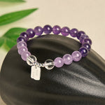 Buddha Stones Amethyst Rose Quartz Strawberry Quartz Good Luck Charm Bracelet