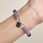 Buddha Stones Amethyst Rose Quartz Strawberry Quartz Good Luck Charm Bracelet