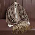 Buddha Stones Tibetan Jacquard Paisley Flower Pattern Color Contrast Design Tassel Cozy Scarf Shawl