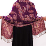 Buddha Stones Bohemia Style Tibetan Paisley Floral Pattern Tassel Cozy Scarf Shawl