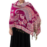 Buddha Stones Bohemia Style Tibetan Paisley Floral Pattern Tassel Cozy Scarf Shawl