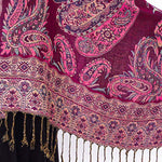 Buddha Stones Bohemia Style Tibetan Paisley Floral Pattern Tassel Cozy Scarf Shawl