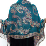 Buddha Stones Bohemia Style Tibetan Paisley Floral Pattern Tassel Cozy Scarf Shawl