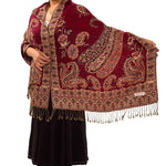 Buddha Stones Bohemia Style Tibetan Paisley Floral Pattern Tassel Cozy Scarf Shawl