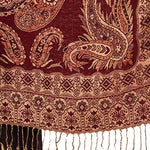 Buddha Stones Bohemia Style Tibetan Paisley Floral Pattern Tassel Cozy Scarf Shawl