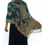 Buddha Stones Bohemia Style Tibetan Paisley Floral Pattern Tassel Cozy Scarf Shawl