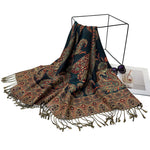 Buddha Stones Bohemia Style Tibetan Paisley Floral Pattern Tassel Cozy Scarf Shawl
