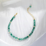 Buddha Stones 14K Gold Plated Natural Moss Agate Healing Bracelet