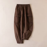 Buddha Stones Plain Women's Harem Thick Pants With Pockets