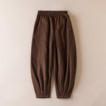 Buddha Stones Plain Women's Harem Thick Pants With Pockets