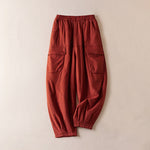 Buddha Stones Plain Women's Harem Thick Pants With Pockets