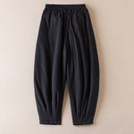Buddha Stones Plain Women's Harem Thick Pants With Pockets